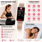Montre connectée femme avec appels Bluetooth – Écran tactile HD de 1,45 pouce – Étanche IP67 – Jusqu'à 7 jours d'autonomie